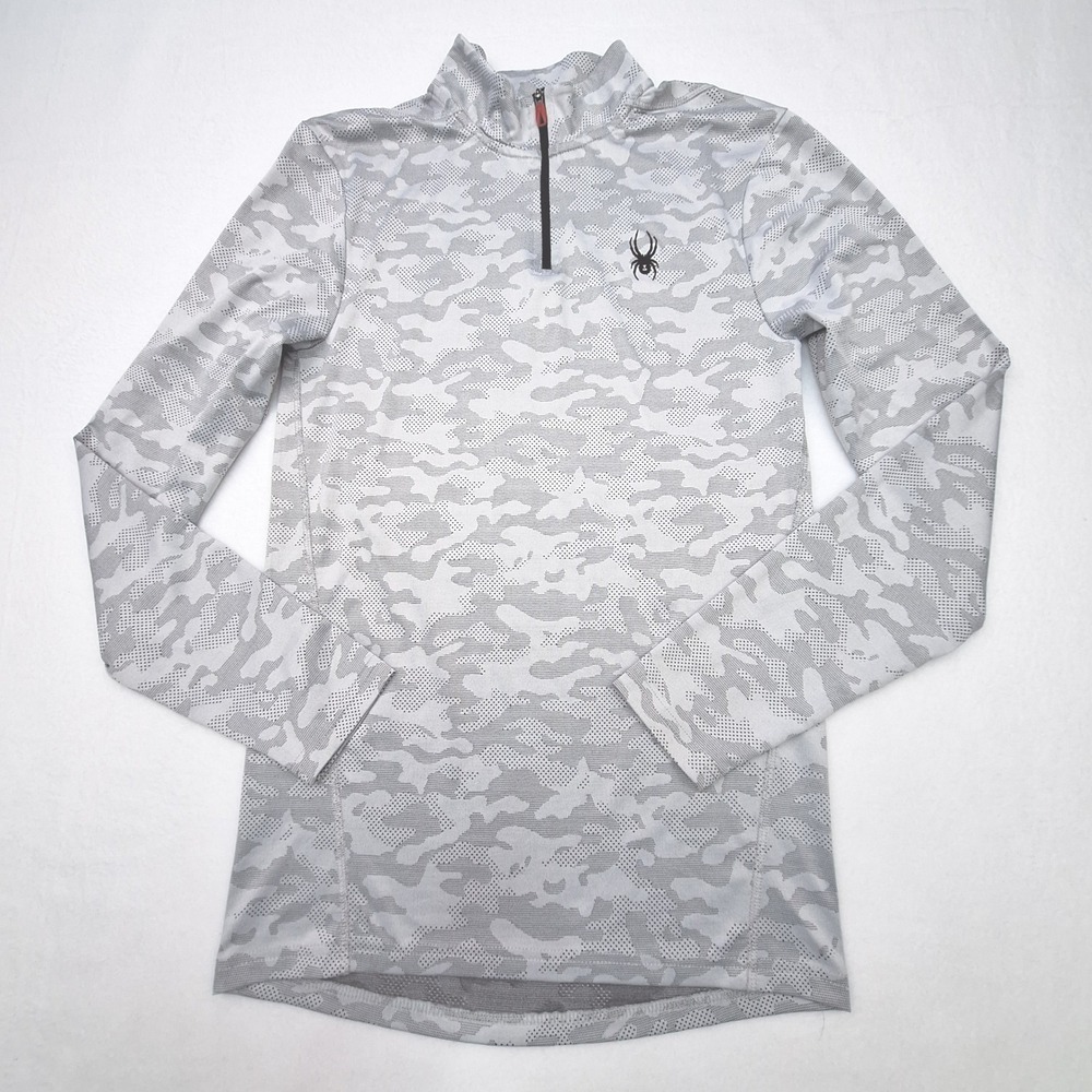 Spyder Pullover Womens Small Grey Camo Quarter Zip ProWeb Activewear Top